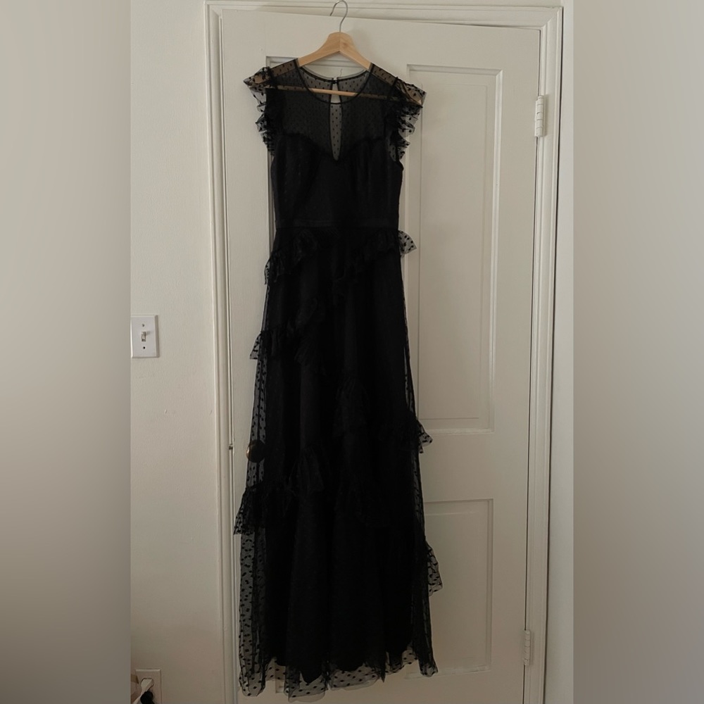 BCBGMAXAZRIA tulle ruffle maxi dress formal